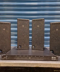 meyer-sound-4x-up4xp-mps488hp-package compact loudspeakers and rackmount power supply in a live install environment